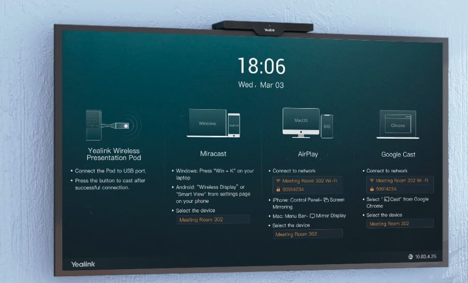 Diffusion sans câble, collaboration productive en un seul clic